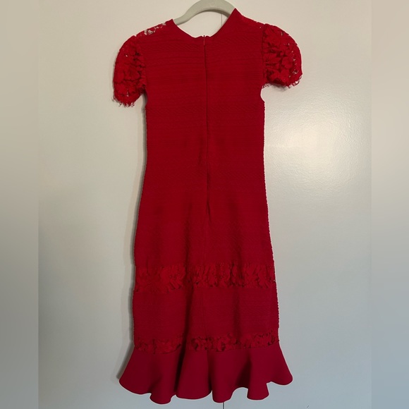 Valentino Red Lace Trimmed Knit Dress Size 36 - Picture 2 of 8